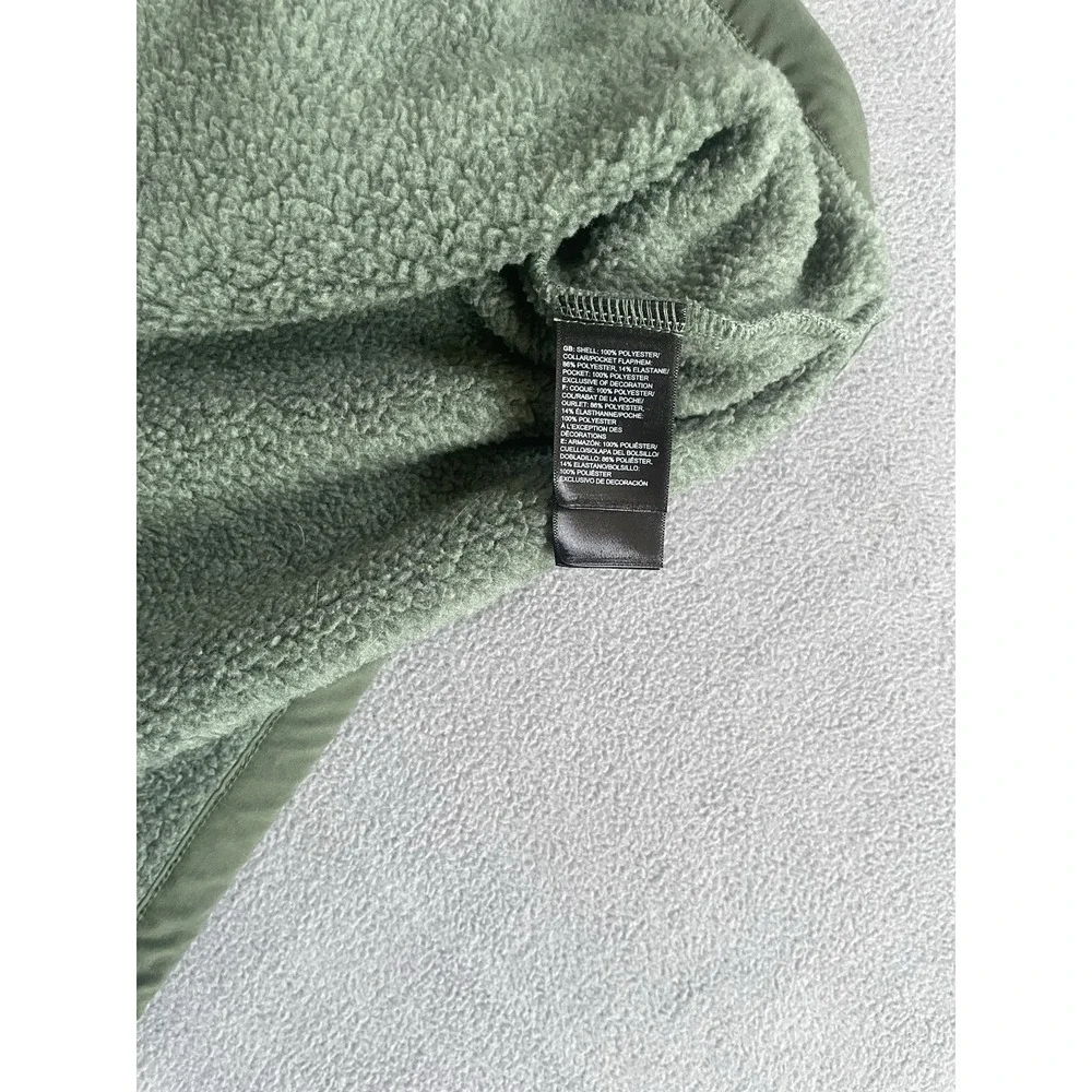 The North Face Fleece Pullover Mens Med Green Quarter Zip Chest Pocket